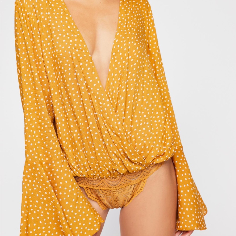Free People Makin waves body suit - yellow